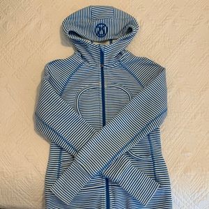 Blue/white striped lululemon Scuba Hoodie size 4